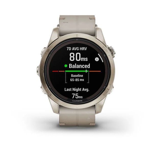 Смарт-годинник Garmin Fenix ​​7S Pro - Sapphire Solar Edition - ніжно-золотисті зі шкіряним ремінцем пісочного кольору