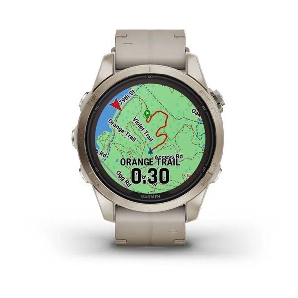 Смарт-годинник Garmin Fenix ​​7S Pro - Sapphire Solar Edition - ніжно-золотисті зі шкіряним ремінцем пісочного кольору
