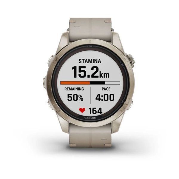Смарт-годинник Garmin Fenix ​​7S Pro - Sapphire Solar Edition - ніжно-золотисті зі шкіряним ремінцем пісочного кольору