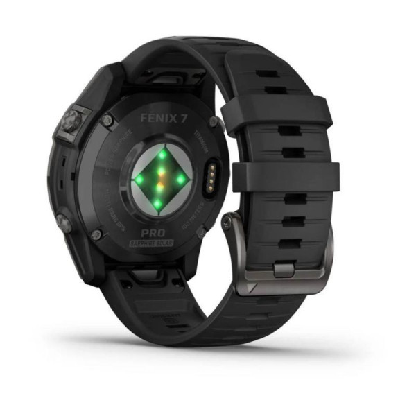 Смарт-часы Garmin Fenix 7 Pro - Sapphire Solar Edition - темно-серый титан DLC Carbon с черным ремешком