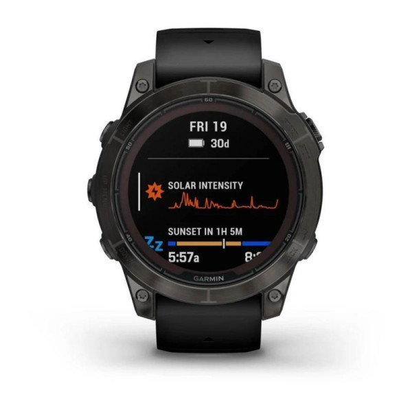 Смарт-часы Garmin Fenix 7 Pro - Sapphire Solar Edition - темно-серый титан DLC Carbon с черным ремешком