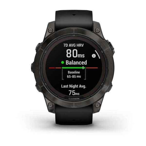 Смарт-часы Garmin Fenix 7 Pro - Sapphire Solar Edition - темно-серый титан DLC Carbon с черным ремешком