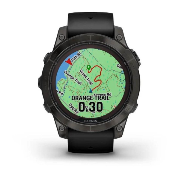 Смарт-часы Garmin Fenix 7 Pro - Sapphire Solar Edition - темно-серый титан DLC Carbon с черным ремешком