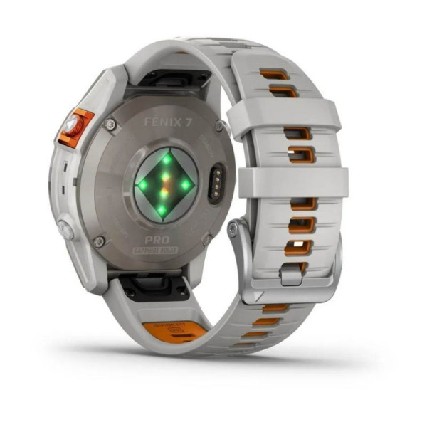 Смарт-часы Garmin Fenix 7 Pro - Sapphire Solar Edition - титановый корпус с дымчато-серым/оранжевым ремешком