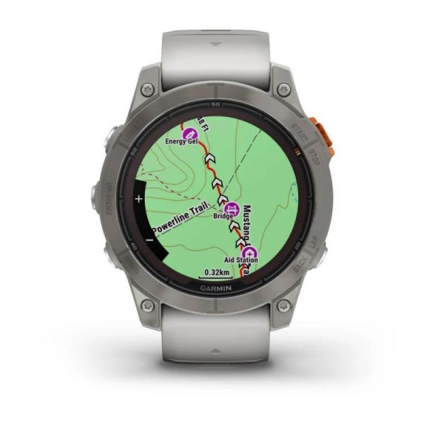 Смарт-часы Garmin Fenix 7 Pro - Sapphire Solar Edition - титановый корпус с дымчато-серым/оранжевым ремешком
