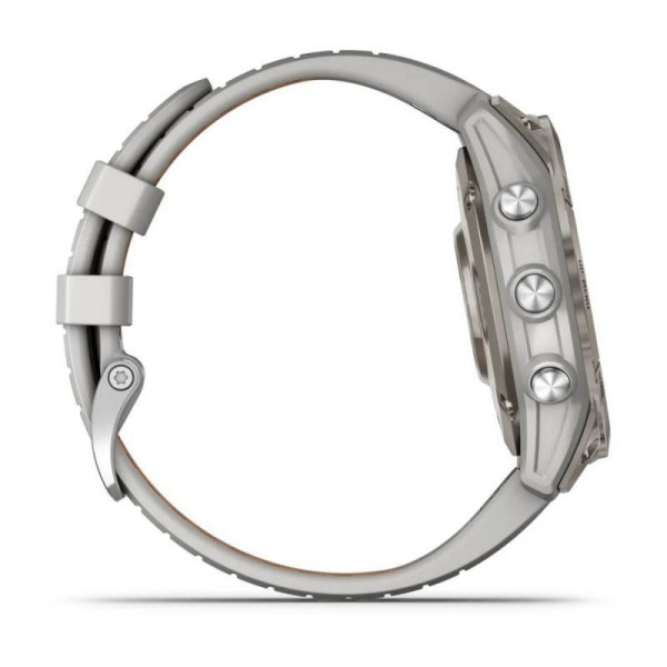 Смарт-часы Garmin Fenix 7 Pro - Sapphire Solar Edition - титановый корпус с дымчато-серым/оранжевым ремешком