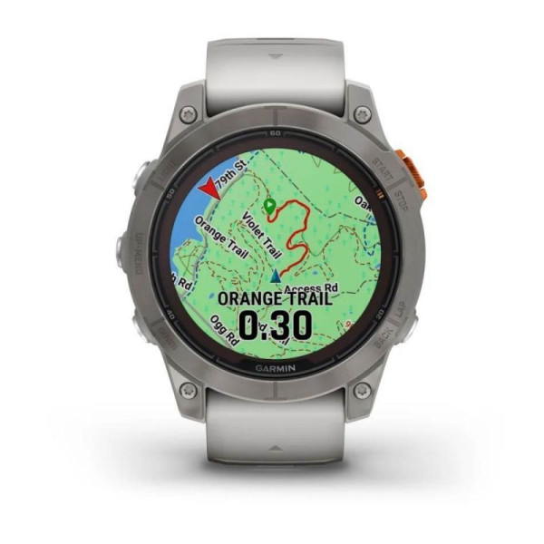 Смарт-часы Garmin Fenix 7 Pro - Sapphire Solar Edition - титановый корпус с дымчато-серым/оранжевым ремешком