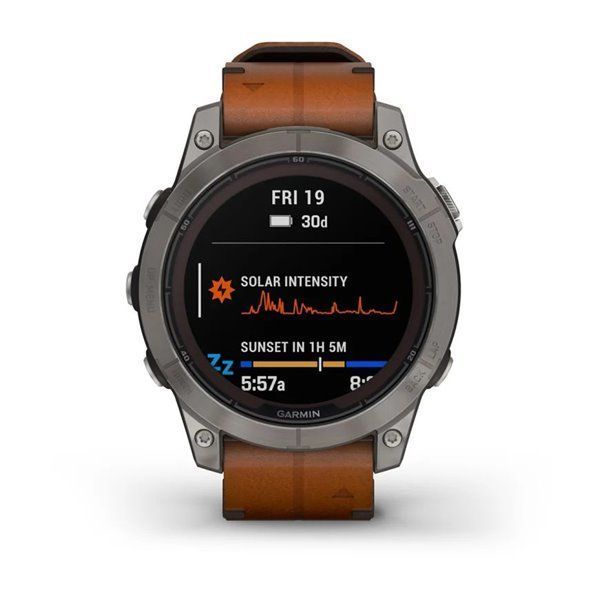 Garmin Fenix ​​7 Pro Smartwatch - Sapphire Solar Edition - Titanium Case with Chestnut Leather Strap