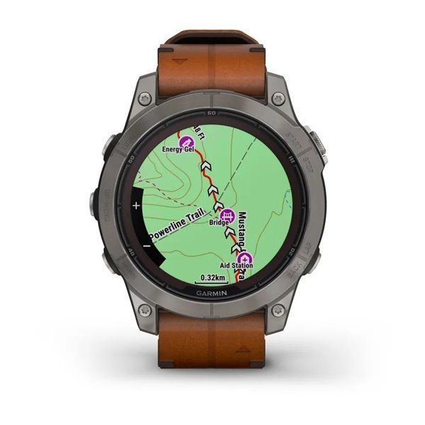 Garmin Fenix ​​7 Pro Smartwatch - Sapphire Solar Edition - Titanium Case with Chestnut Leather Strap