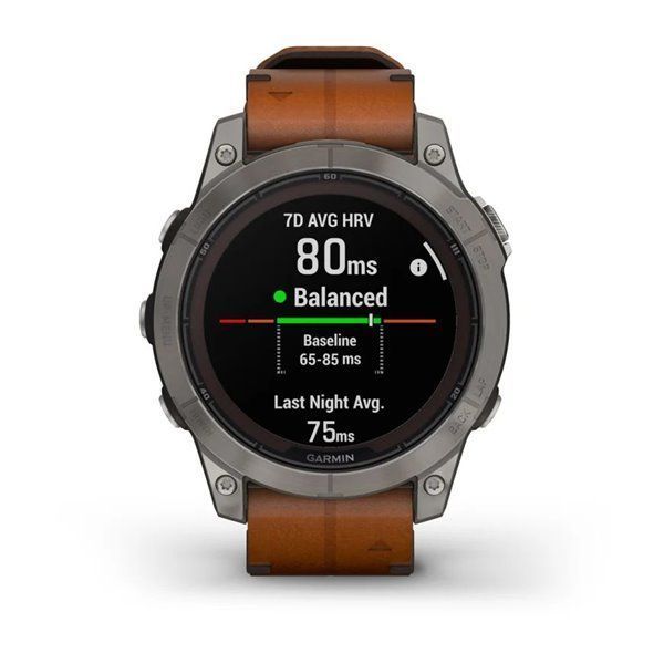 Garmin Fenix ​​7 Pro Smartwatch - Sapphire Solar Edition - Titanium Case with Chestnut Leather Strap