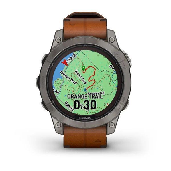 Garmin Fenix ​​7 Pro Smartwatch - Sapphire Solar Edition - Titanium Case with Chestnut Leather Strap