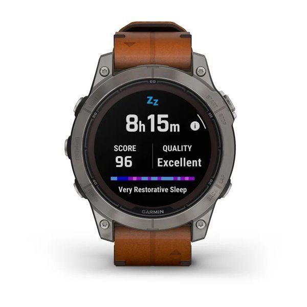 Garmin Fenix ​​7 Pro Smartwatch - Sapphire Solar Edition - Titanium Case with Chestnut Leather Strap