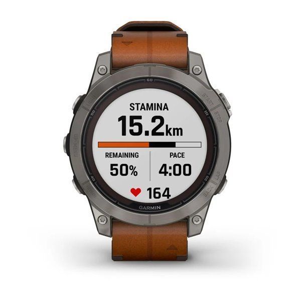 Garmin Fenix ​​7 Pro Smartwatch - Sapphire Solar Edition - Titanium Case with Chestnut Leather Strap