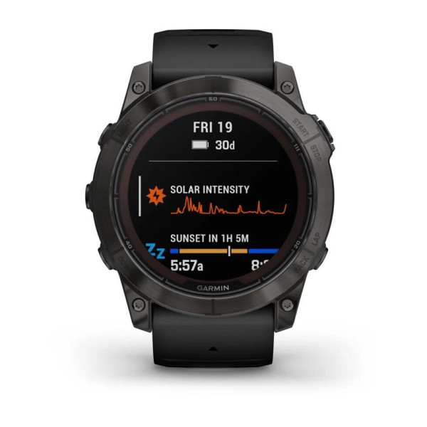 Смарт-часы Garmin Fenix 7X Pro - Sapphire Solar Edition - темно-серый титан DLC Carbon с черным ремешком