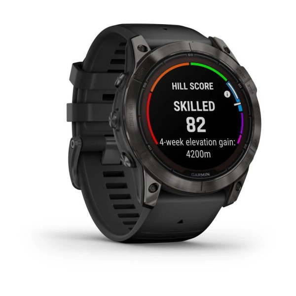 Смарт-часы Garmin Fenix 7X Pro - Sapphire Solar Edition - темно-серый титан DLC Carbon с черным ремешком