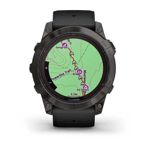 Смарт-часы Garmin Fenix 7X Pro - Sapphire Solar Edition - темно-серый титан DLC Carbon с черным ремешком