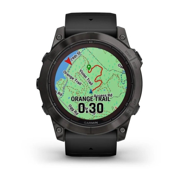 Смарт-часы Garmin Fenix 7X Pro - Sapphire Solar Edition - темно-серый титан DLC Carbon с черным ремешком