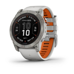 Смарт-годинник Garmin Fenix ​​7X Pro - Sapphire Solar Edition - титановий корпус з димчасто-сірим/оранжевим ремінцем