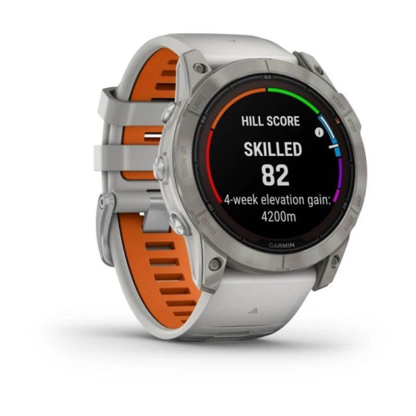 Смарт-часы Garmin Fenix 7X Pro - Sapphire Solar Edition - титановый корпус с дымчато-серым/оранжевым ремешком