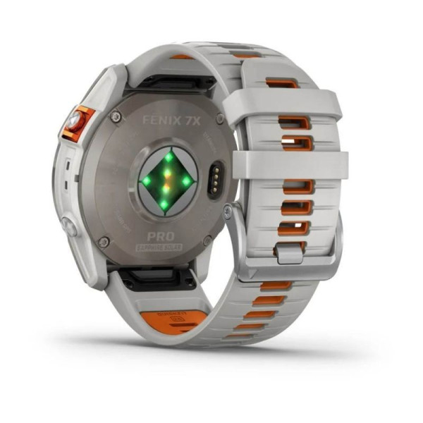 Смарт-часы Garmin Fenix 7X Pro - Sapphire Solar Edition - титановый корпус с дымчато-серым/оранжевым ремешком
