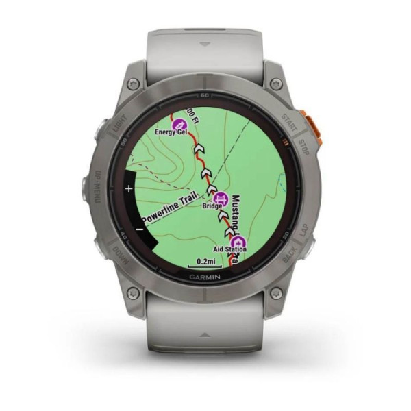 Смарт-часы Garmin Fenix 7X Pro - Sapphire Solar Edition - титановый корпус с дымчато-серым/оранжевым ремешком