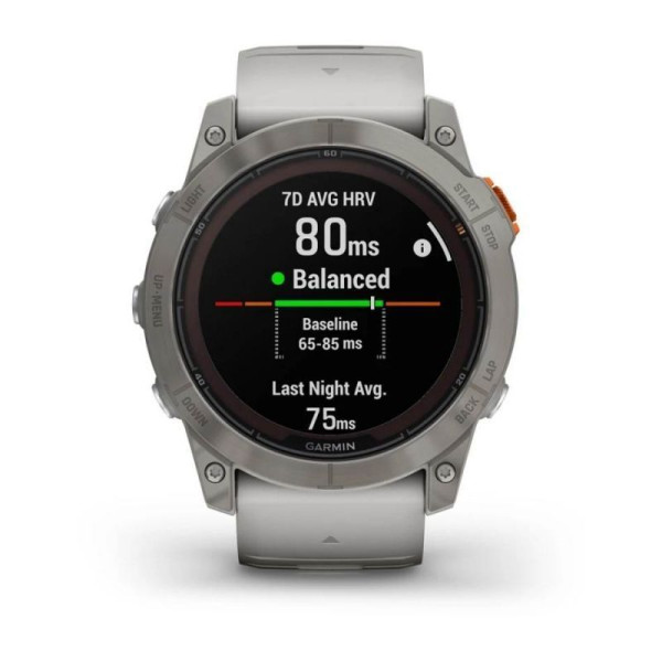 Смарт-часы Garmin Fenix 7X Pro - Sapphire Solar Edition - титановый корпус с дымчато-серым/оранжевым ремешком
