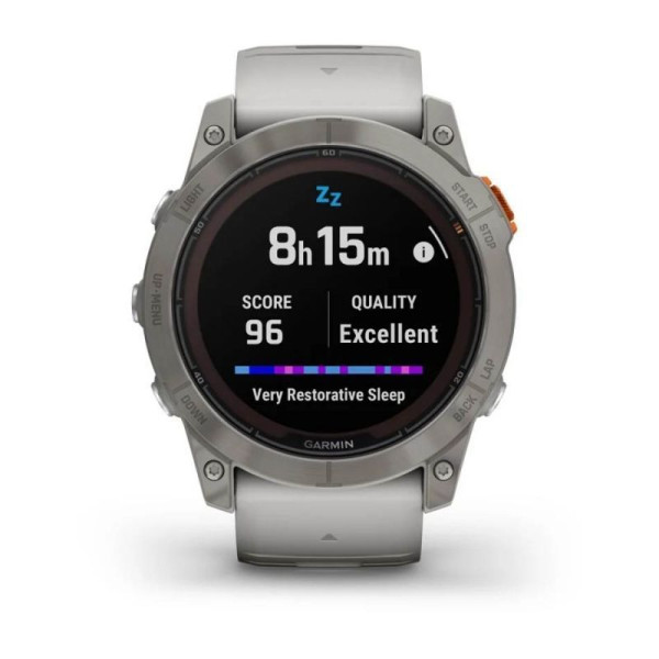 Смарт-часы Garmin Fenix 7X Pro - Sapphire Solar Edition - титановый корпус с дымчато-серым/оранжевым ремешком