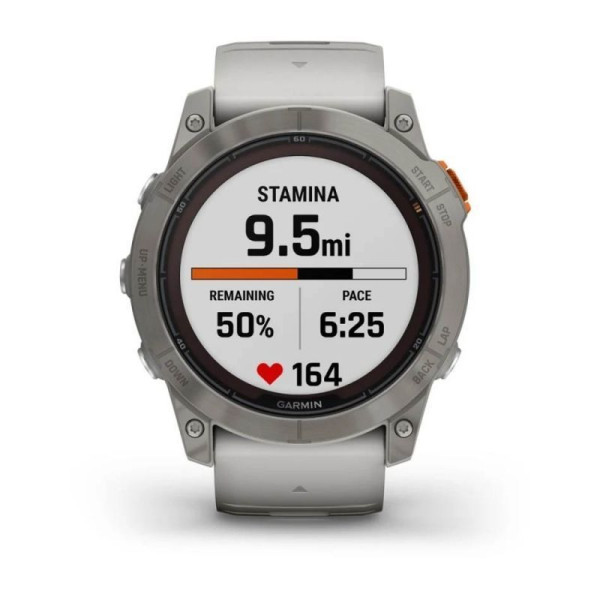 Смарт-часы Garmin Fenix 7X Pro - Sapphire Solar Edition - титановый корпус с дымчато-серым/оранжевым ремешком