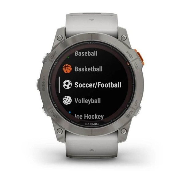Смарт-часы Garmin Fenix 7X Pro - Sapphire Solar Edition - титановый корпус с дымчато-серым/оранжевым ремешком