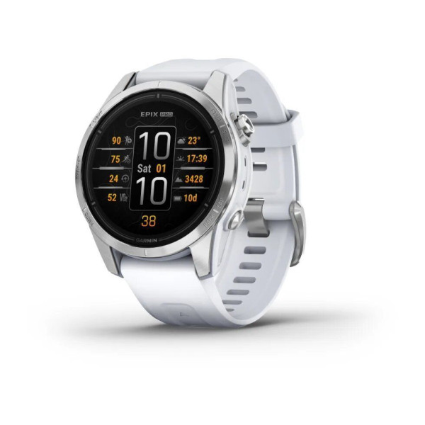 Смарт-годинник Garmin Epix Pro (Gen 2) - Standard Edition 42 mm - сріблясті з ремінцем кольору молочного кварцу