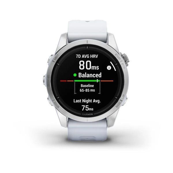 Смарт-годинник Garmin Epix Pro (Gen 2) - Standard Edition 42 mm - сріблясті з ремінцем кольору молочного кварцу