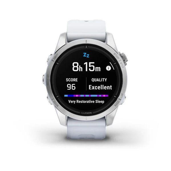 Смарт-годинник Garmin Epix Pro (Gen 2) - Standard Edition 42 mm - сріблясті з ремінцем кольору молочного кварцу