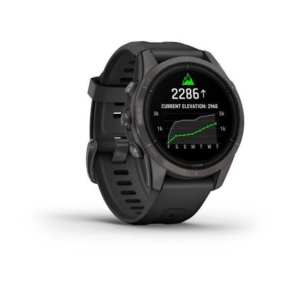 Смарт-годинник Garmin Epix Pro (Gen 2) - Sapphire Edition 42 mm - темно-сірий титан DLC Carbon з чорним ремінцем