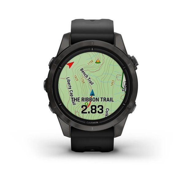 Смарт-годинник Garmin Epix Pro (Gen 2) - Sapphire Edition 42 mm - темно-сірий титан DLC Carbon з чорним ремінцем