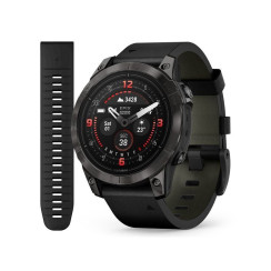 Garmin Epix Pro (Gen 2) - Sapphire Edition 47mm - Dark Gray Titanium DLC Carbon with Leather Strap