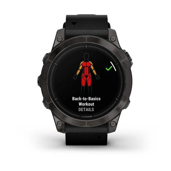 Смарт-годинник Garmin Epix Pro (Gen 2) - Sapphire Edition 47 mm - темно-сірий титан DLC Carbon зі шкіряним ремінцем