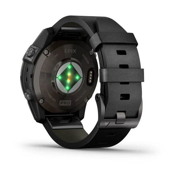 Смарт-годинник Garmin Epix Pro (Gen 2) - Sapphire Edition 47 mm - темно-сірий титан DLC Carbon зі шкіряним ремінцем