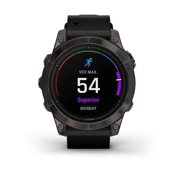 Смарт-годинник Garmin Epix Pro (Gen 2) - Sapphire Edition 47 mm - темно-сірий титан DLC Carbon зі шкіряним ремінцем