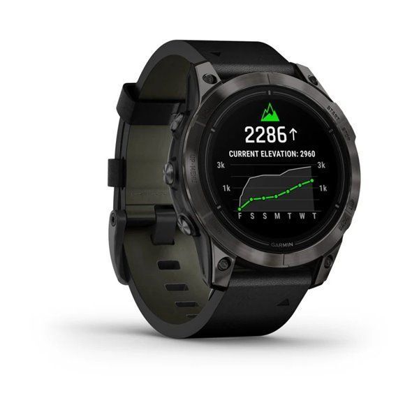 Смарт-годинник Garmin Epix Pro (Gen 2) - Sapphire Edition 47 mm - темно-сірий титан DLC Carbon зі шкіряним ремінцем