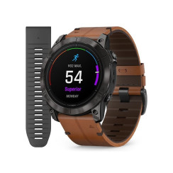 Garmin Epix Pro (Gen 2) - Sapphire Edition 51mm - Titanium DLC Carbon with Chestnut Leather Strap