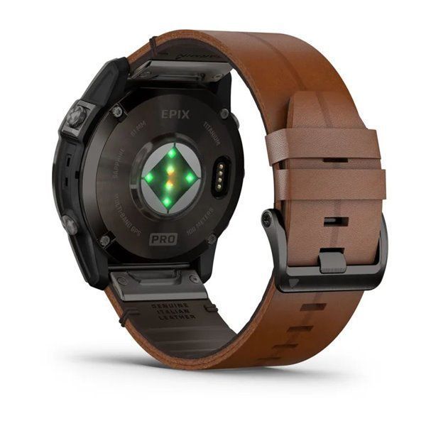Смарт-годинник Garmin Epix Pro (Gen 2) - Sapphire Edition 51 mm - титан DLC Carbon із каштановим шкіряним ремінцем