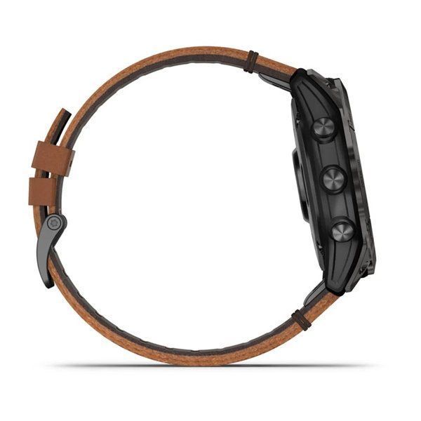 Смарт-годинник Garmin Epix Pro (Gen 2) - Sapphire Edition 51 mm - титан DLC Carbon із каштановим шкіряним ремінцем