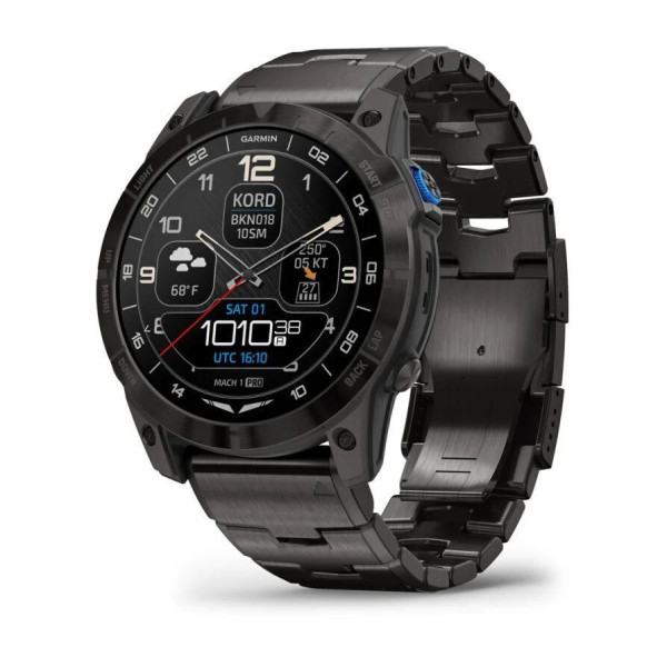 Garmin D2 Mach 1 Pro smartwatch with ventilated titanium bracelet