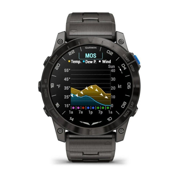 Garmin D2 Mach 1 Pro smartwatch with ventilated titanium bracelet
