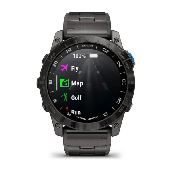 Garmin D2 Mach 1 Pro smartwatch with ventilated titanium bracelet