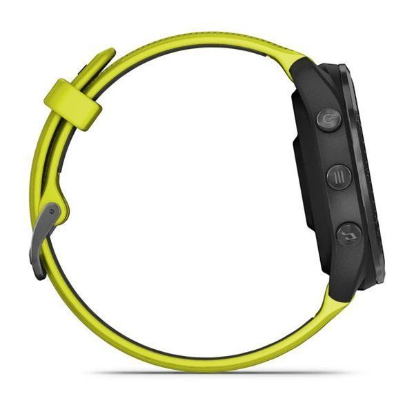 Смарт-годинник Garmin Forerunner 965 з карбоново-сірим титановим безелем, чорним корпусом та жовтим силіконовим ремінцем