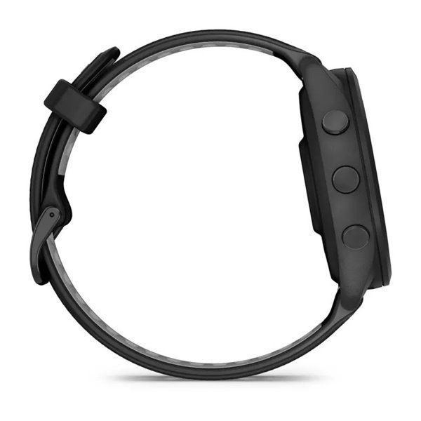 Смарт-годинник Garmin Forerunner 265 з чорними безелем та корпусом та чорно-сірим силіконовим ремінцем