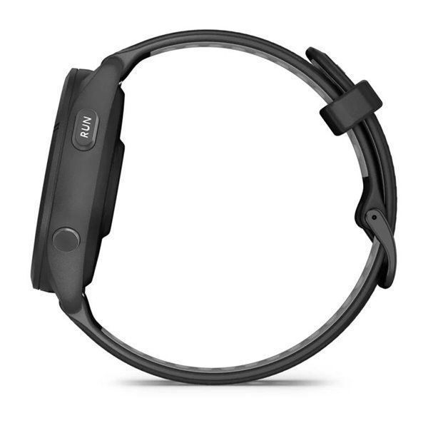 Смарт-годинник Garmin Forerunner 265 з чорними безелем та корпусом та чорно-сірим силіконовим ремінцем