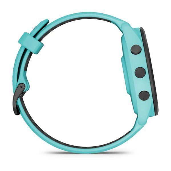 Смарт-годинник Garmin Forerunner 265 з чорним безелем, корпусом кольору аква та аква-чорним силіконовим ремінцем