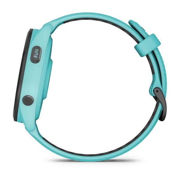 Смарт-годинник Garmin Forerunner 265 з чорним безелем, корпусом кольору аква та аква-чорним силіконовим ремінцем